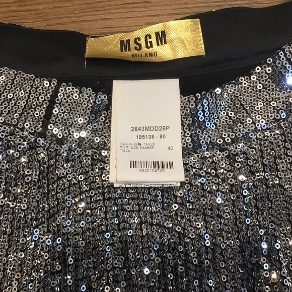 New! MSGM Sequin Pleated Midi Skirt